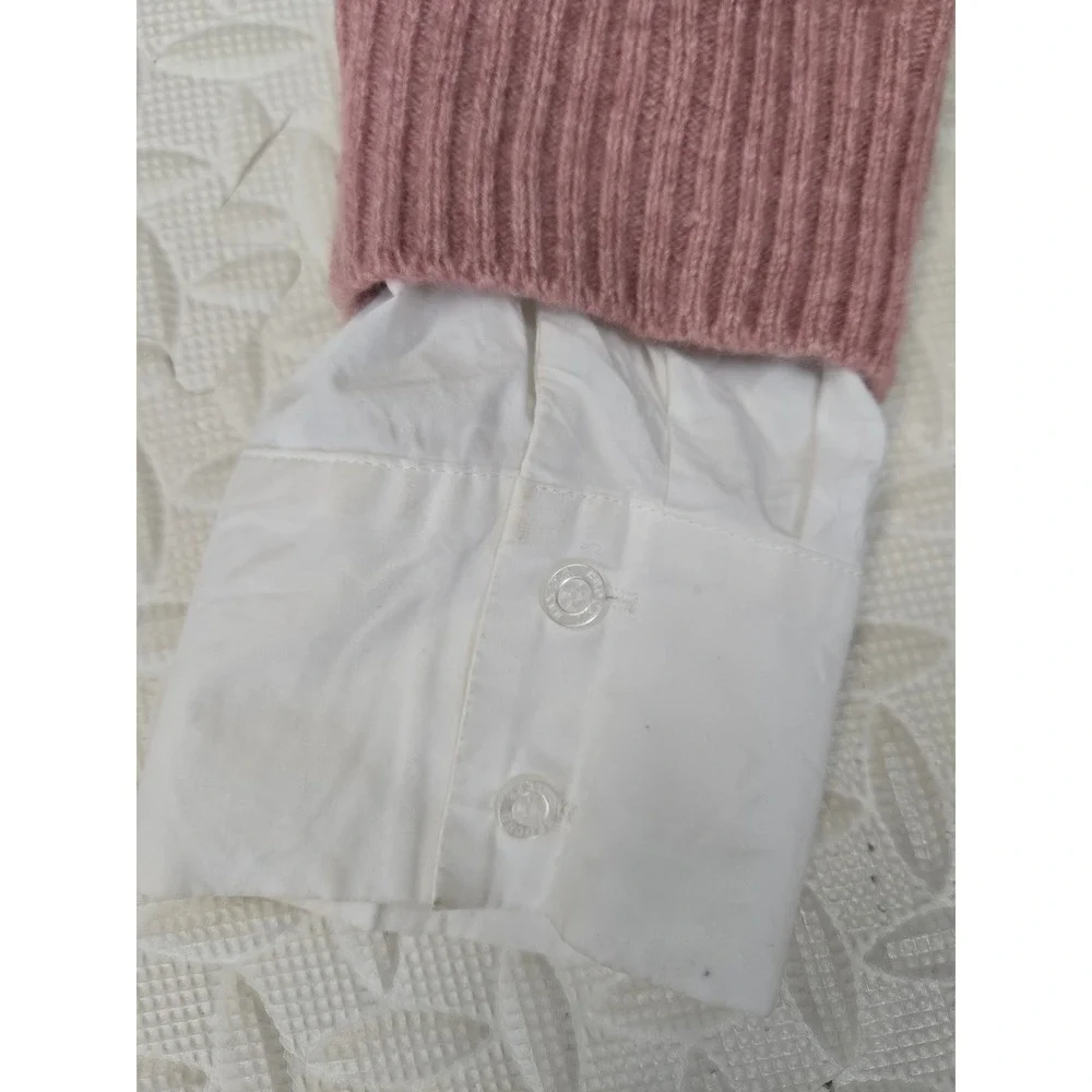 Brochu Walker Pink Wool Cashmere Layered Look Sweater Womens Medium Quiet Luxury